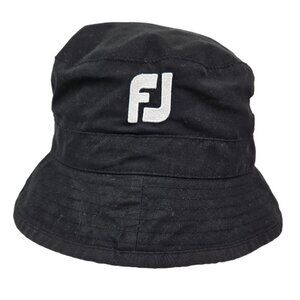 FootJoy FJ Dry Joys Black 100% Polyester Embroidered Bucket Hat X-Large